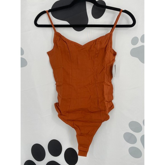 Free People NWT Last Rose Bodysuit Spaghetti Straps Sweetheart Neck Amber S New - Picture 3 of 12